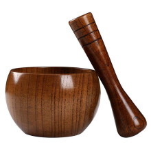 DIY Spice Crusher Bowl Wooden Mortar Pestle Spice Pepper Crusher Herbs Grinder Garlic Mixing Grinding Bowl Kitchen Tools Gadgets