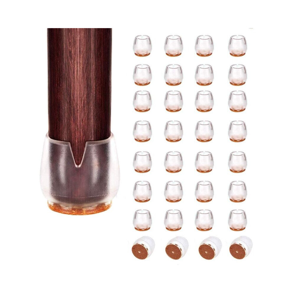 Big Deal Chair Leg Floor Protectors 32Pcs Transparent Clear Silicone Chair Leg Caps Furniture Sliders For Hardwood Floors 5063131175028