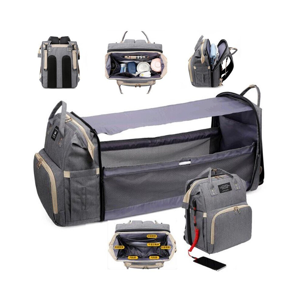 Wejoy Multifunctional Portable Usb Folding Diaper Bag Baby Travel Large Backpack Baby Bed Diaper Changing Table For Outdoors
