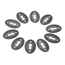 20/10pcs Keyhole Cover Oval Antique Bronze Hollow Pattern Connectors Old Chinese Style Cabinet Vertical Beaded Wine Box w/screws