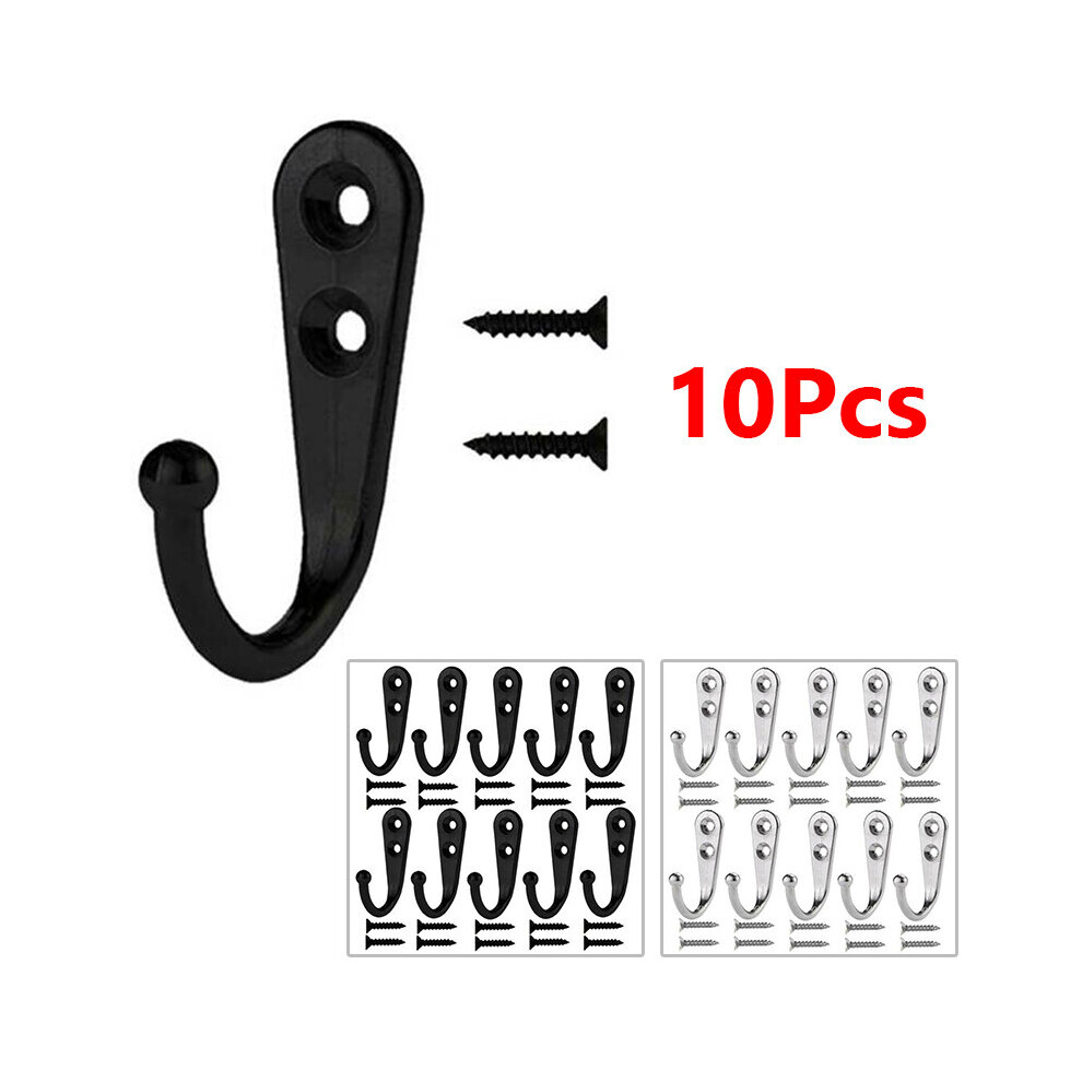 10Pcs Small Black Hooks Door Wall Metal Screws Zinc Alloy Hanger Hook For Home Decorative Hanging Storage 5063131248883