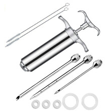 Meat Injector Syringe Ergonomic Plunger Marinade Injector Easy To Operate Stainless Steel Meat Injector Detachable Meat Syringe