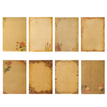A5 Stationary Paper Pack of 8 Parchment Antique Colored Printed Paper Stationery Vintage Letter Writting Paper for Craft