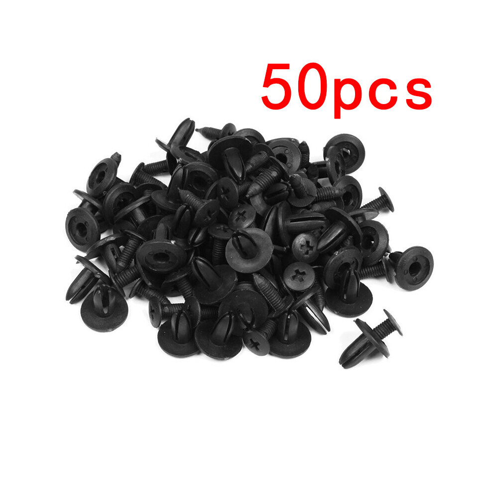 50Pcs Black 6Mm Hole Dia Black Plastic Rivets Bumper Fender Fastener Clips For Car Rivets Fasteners Clips For Honda Toyota 5063131252651