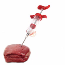 Professional  Meat Marinade Injector Flavor Syringe For Poultry Turkey Chicken Grill Cooking BBQ Tool (Red)