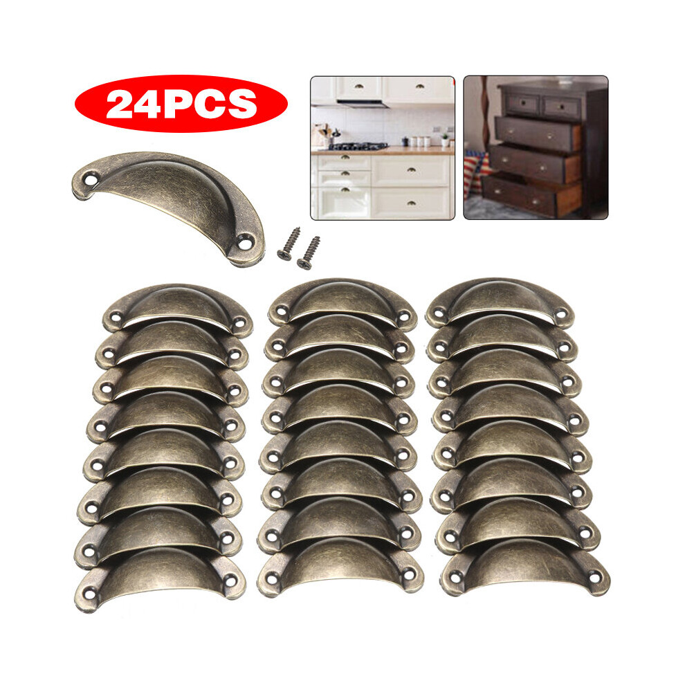 24 Pcs Antique Shell Pull Handles Vintage Cabinet Knob Handles For Cupboard Door Cabinet Drawer Furniture Hardware Home 5063131245004