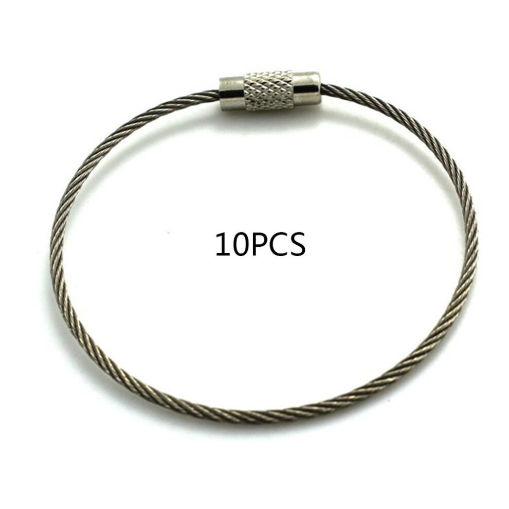 2021 New Stainless Steel Covered Rubber Wire Rope Wire Ring Key Ring Stainless Steel Key Ring Pan Utility Keychain 5063131234138
