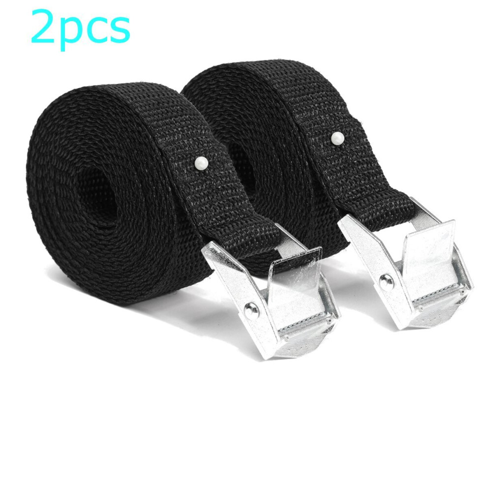2Pcs Cam Buckle Tie-Down Car Luggage Cargo Lashing Strap Zinc Alloy Zinc Nylon Black 5063131266207