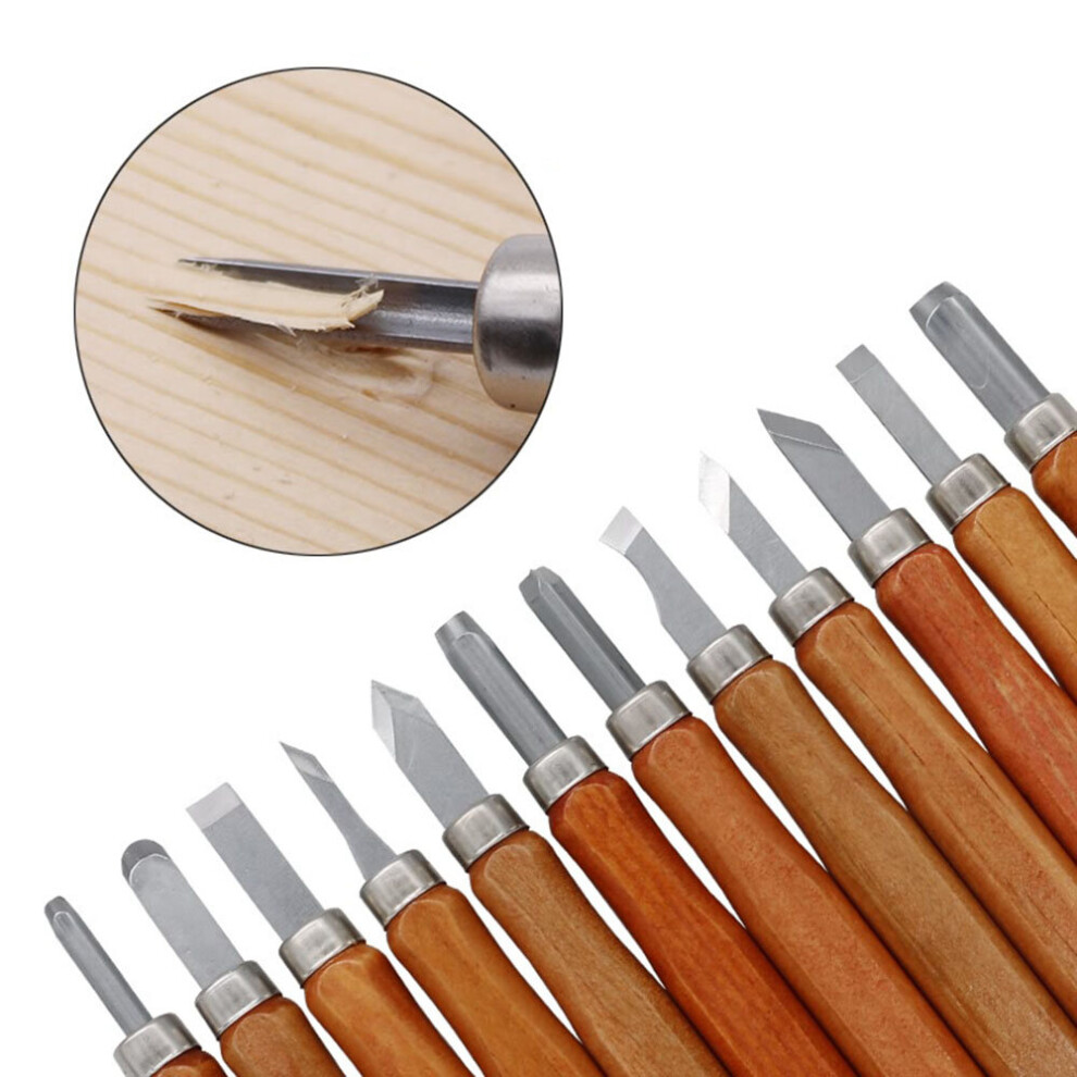12Pcs Professional Wood Carving Chisel Knife Hand Tool Set Diy Woodcut Knife Woodworking Hobby Arts Crafts Nicking Cutter Grave 5063131282528