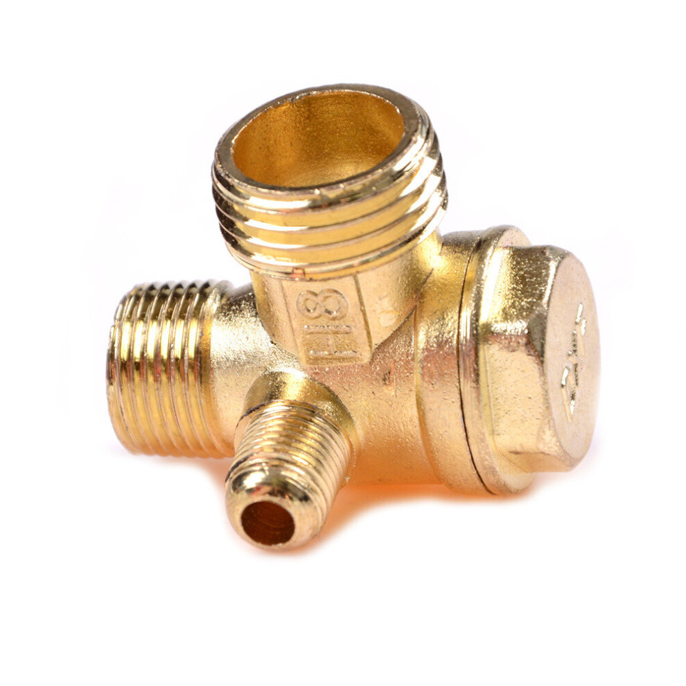 1Pcs Thread 90 Degree 3 Port Brass Central Pneumatic Valves Air Compressor Check Valve Diy Home Tools 5063131301915