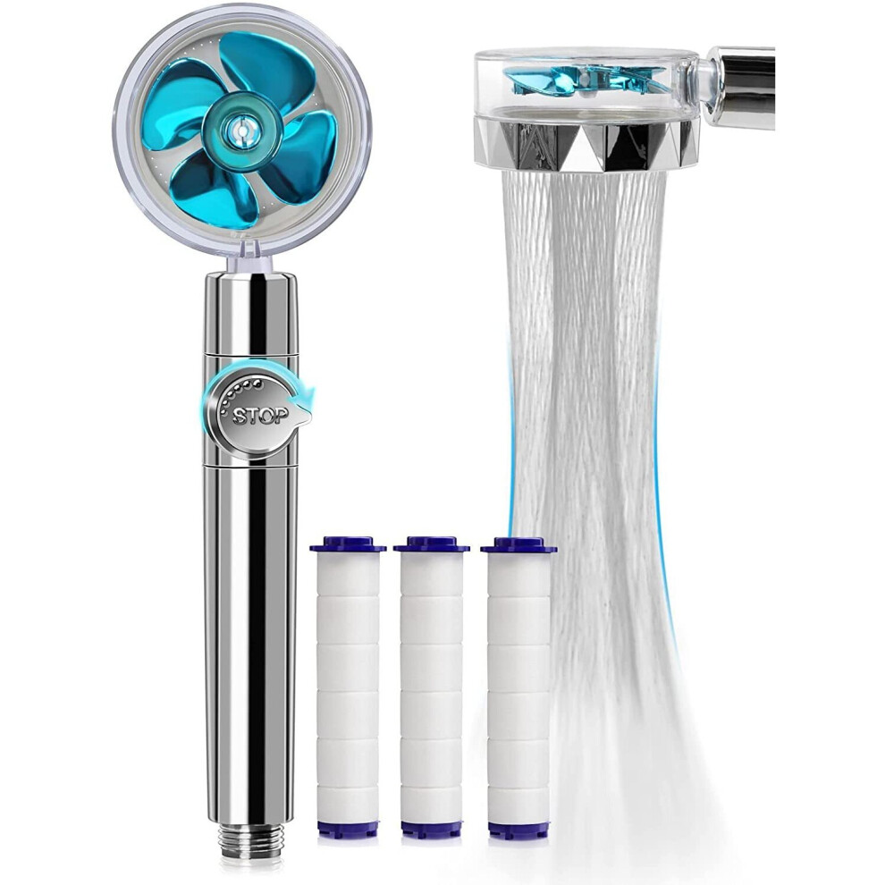 Turbo Propeller Water Saving Shower Head And Holder High Preassure Showerhead Rainfall With Fan Bathroom Accessories 5063131298604