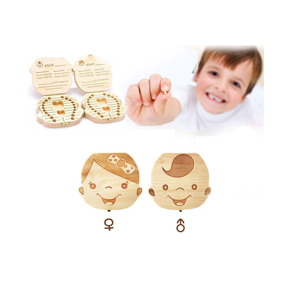 Wejoy Baby Wood Tooth Box Organizer Milk Teeth Storage English Collect Teeth Umbilica Save Gifts Baby Tooth Box Baby Gifts Keepsakes