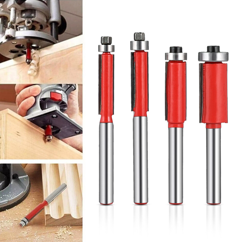 4Pcs 6Mm Shank 1/2" Flush Trim Router Bit With Bearing For Wood Tungsten Carbide Milling Cutter For Wood Woodworking Tools 5063131286182