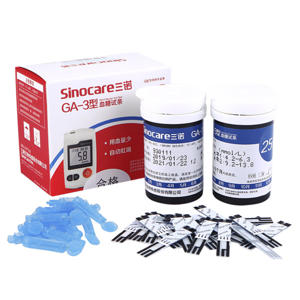 Wejoy 50 Pcs Blood Glucose Test Strips Sinocare Sannuo Ga-3 Blood Glucose Bottled Test Strips And Lancets For Ga-3 Only Diabetes