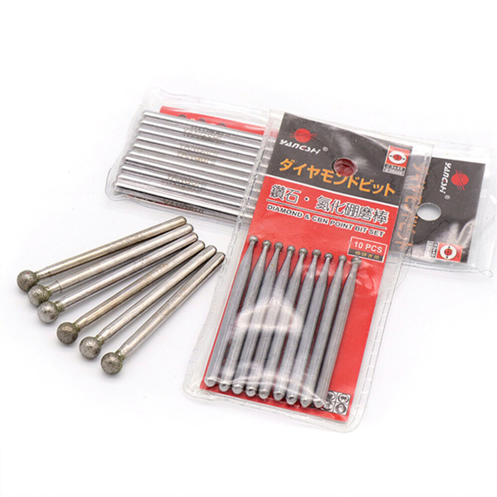 1/5/10Pcs 1Mm-6Mm Ball Diamond & Cbn Grinding Burr Point Engraving Bits For Dremel Rotary 5063131289466