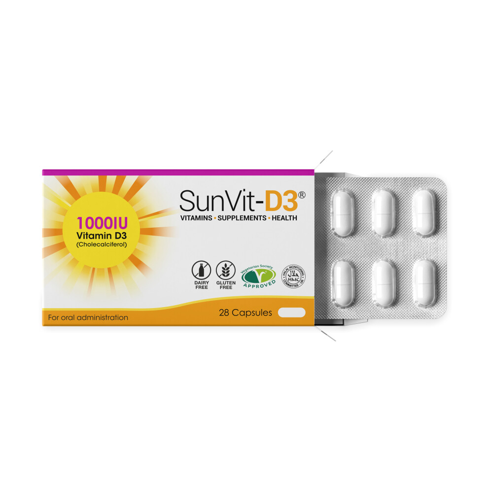 1,000iu Vitamin D3 Capsule Pack, 28 Daily Dose Supplement