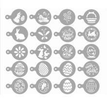 20Pcs Cookie Cake Happy Easter Egg Bunny Stencil Mold Set DIY Cookies Stencil Coffee Template Stencils Fondant Decorating Tools