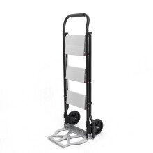 Dual Use Cart Ladder Folding Cargo Trolley Household Aluminum Alloy Ladder Load for Sturdy Steel Bracket Rubber Wheels