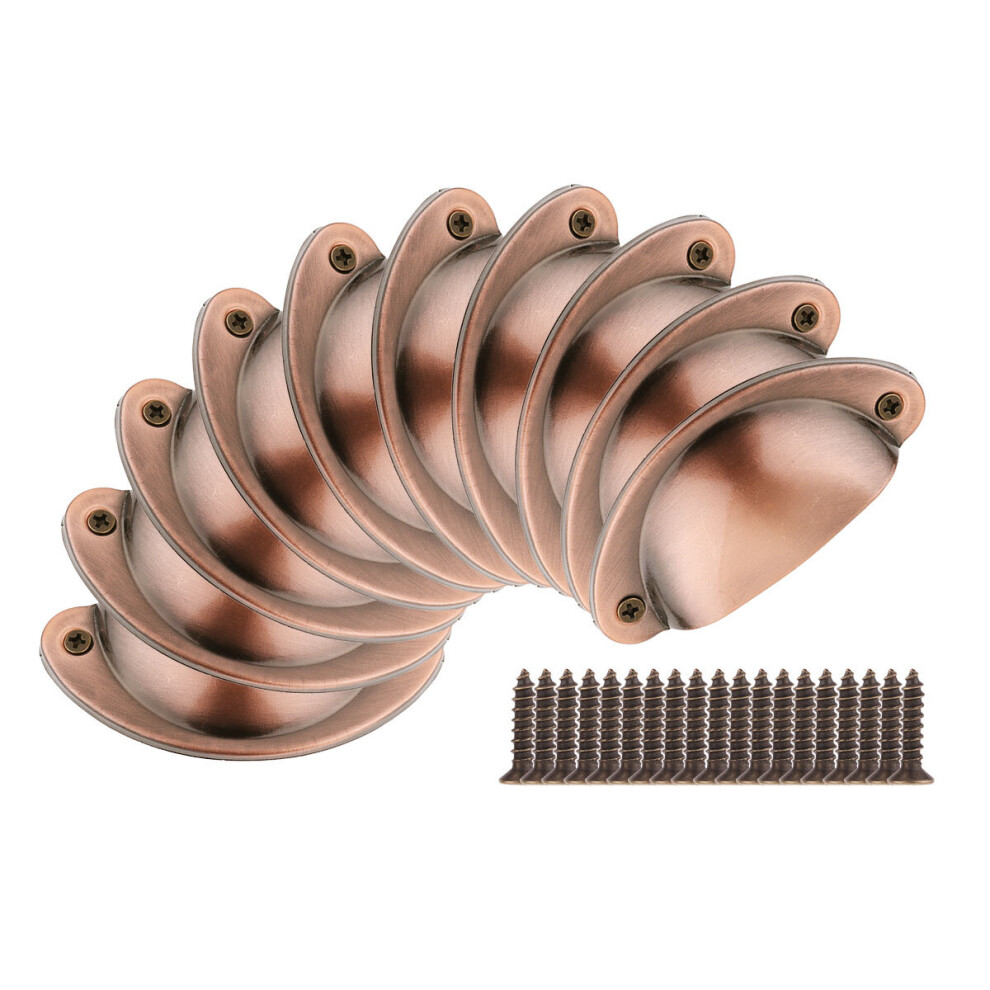 10 Pack 82mm Half Moon Shell Bin Cup Traditional Drawer Handle Pulls Furniture Cabinet Hardware Drawer Knobs with Screws Copper-image-OPC-PBNKXR6-NEW