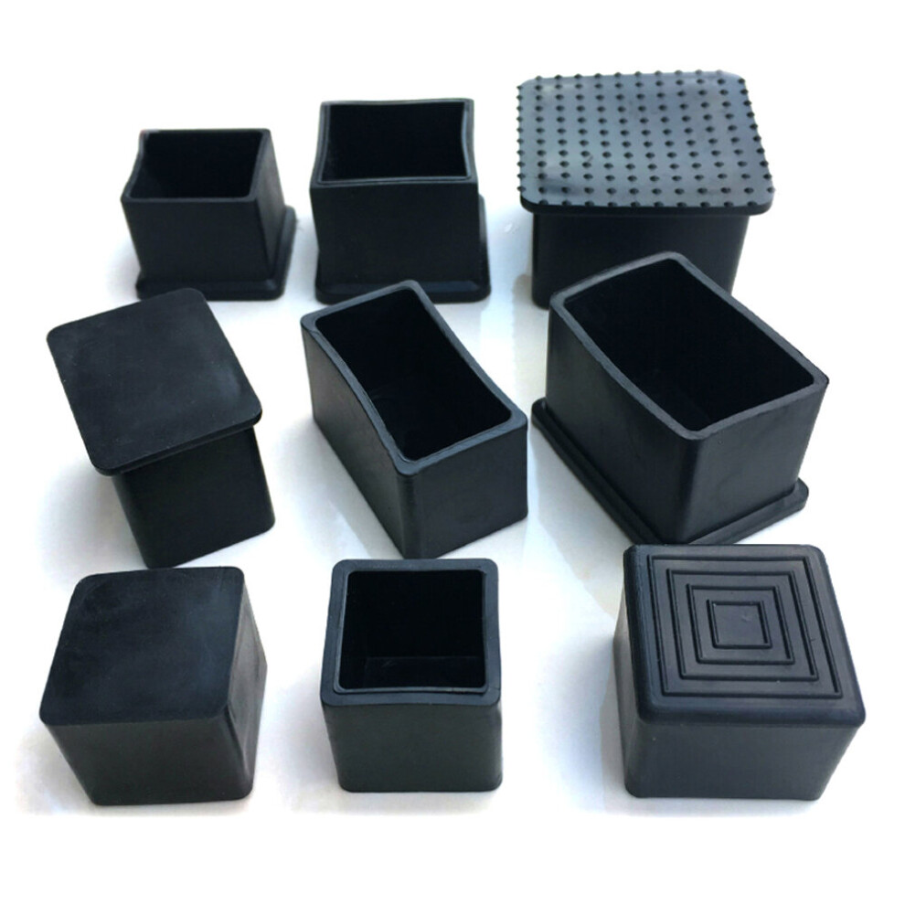5Pcs Rectangle Black Pvc Rubber Chair Table Feet Furniture Tube Pipe End Cover Caps 5063131209686