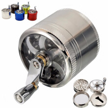 4-layer Tobacco Grinder Manual Aluminum Herbal Herb Mill Spice Crusher Smoke Grinder Crusher Hand Crank Muller Smoking Accessory