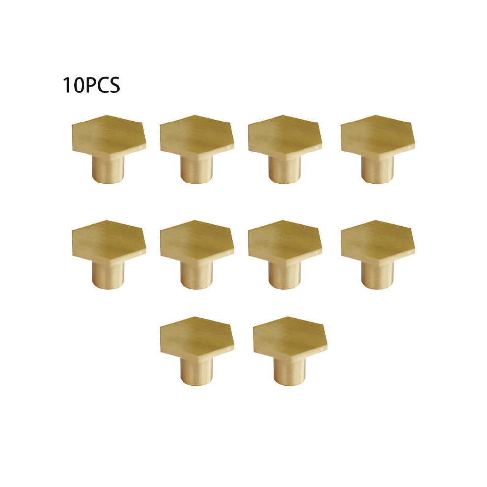 10Pcs Furniture Gold Copper Cabinet Knobs Door Pulls Dresser Drawer Hexagon Wardrobe Easy Install Home Decor Handles Kitchen 5063131245387