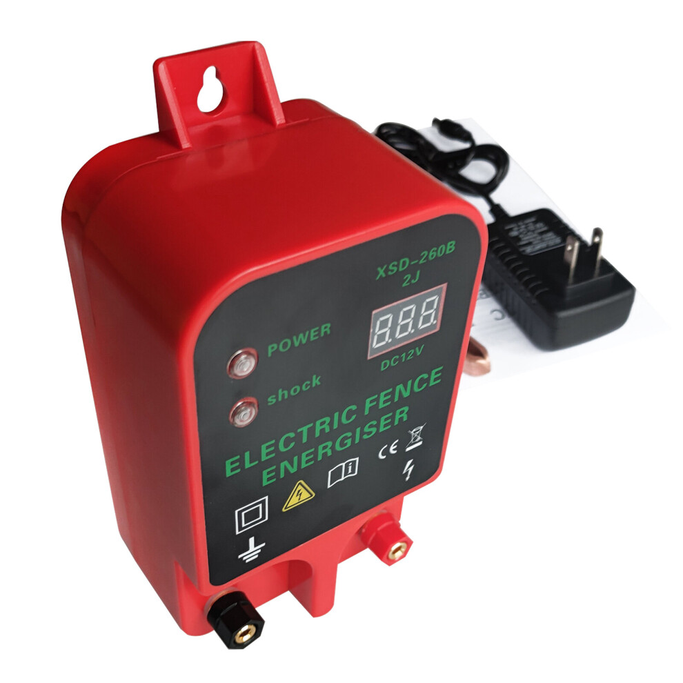 10Km Electric Fence Energizer Livestock High Voltage Pulse Controller High-Decibel Alarm Waterproof Lcd Voltage Display 5063131238433