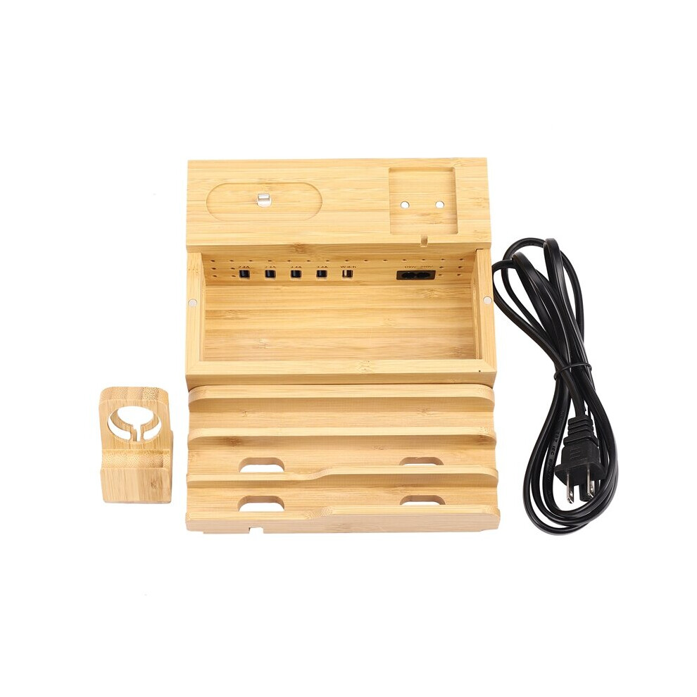 Wooden Charging Dock Station Multi-Function Storage Bracket For Mobile Phone Holder Stand Bamboo Charger Stand Base For Apple Wa 5063131214109