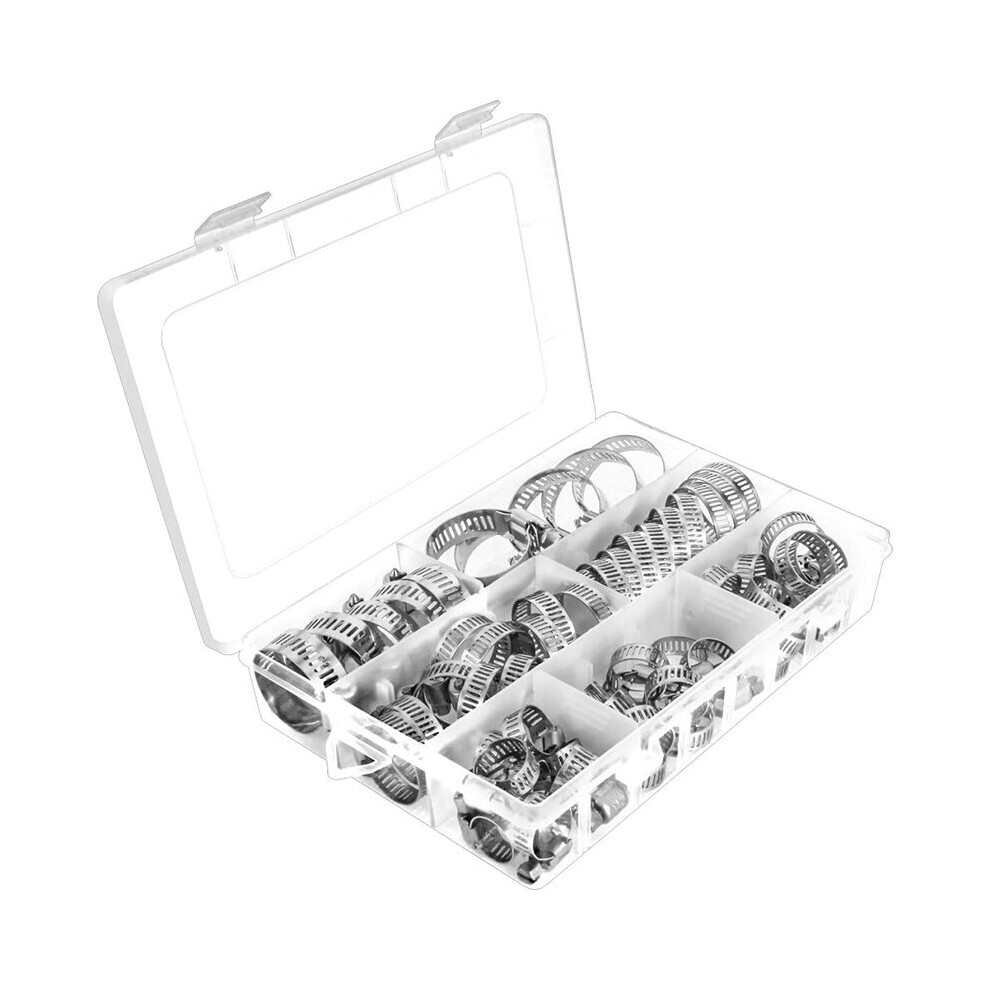 Hose Clamp Assortment Kit 60Pcs Stainless Steel Adjustable 8-38Mm Range Worm Gear Hose Clamp,Fuel Line Clamp For Plumbing 5063131302202
