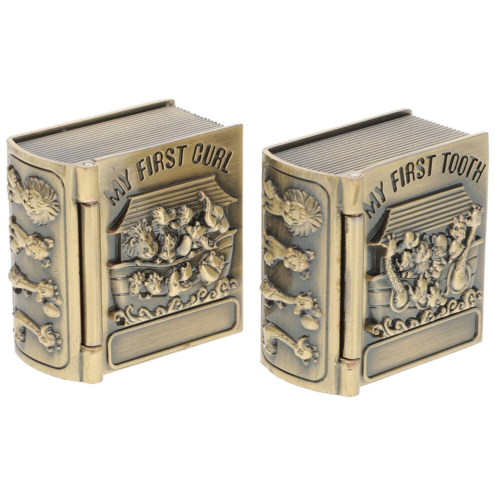 Wejoy 2Pcs Metal Baby First Tooth Box Lanugo Cases Milk Teeth Umbilical Organizer Keepsake Teeth Cases Save Gifts