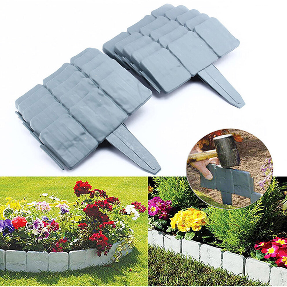 20Pcs Garden Fence Foldable Landscape Flower Decorations Imitation Stone Fence Path Garden Lawn Plant Grounding Edging Border 5063131238495