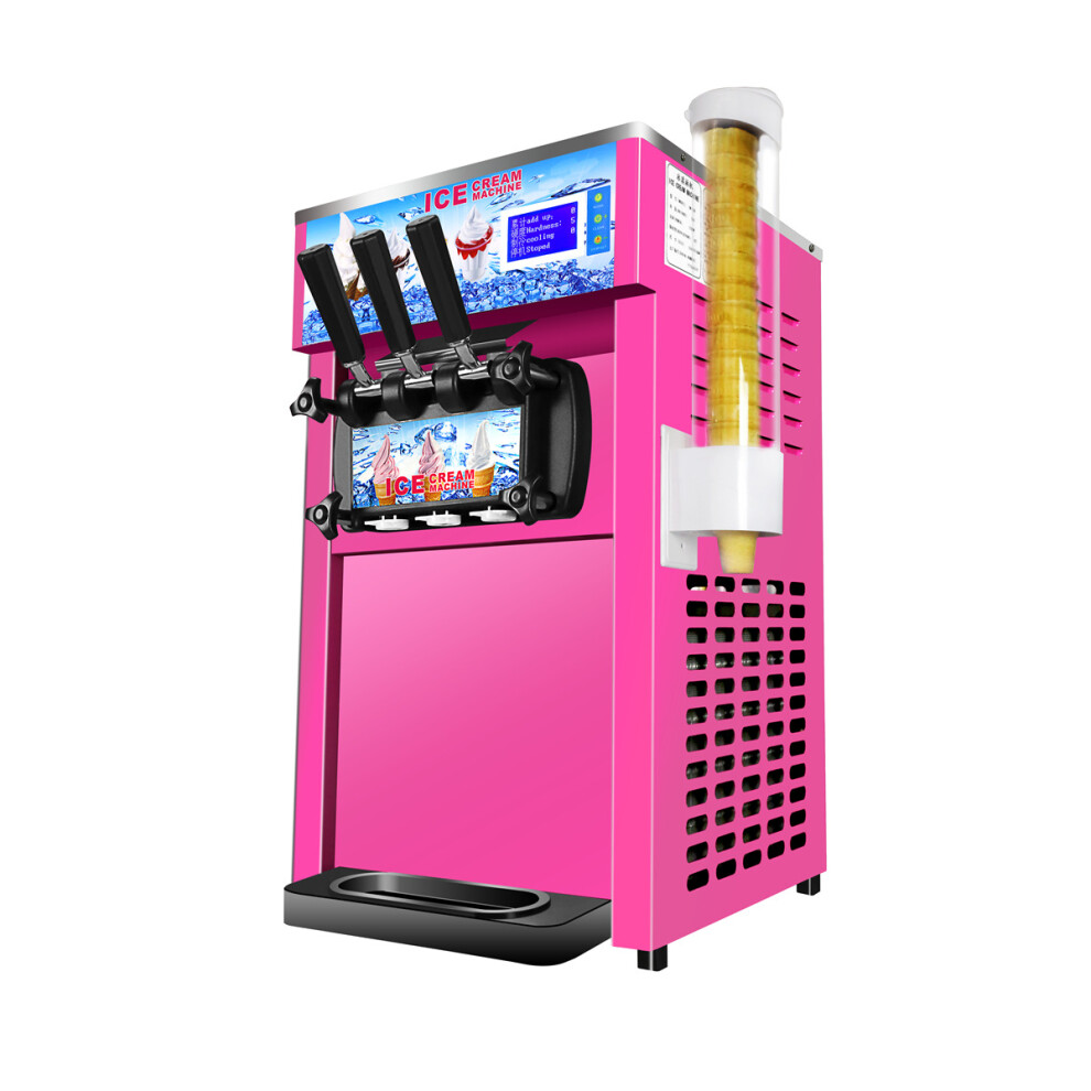 Commercial Electric Desktop Stainless Steel Ice Cream Machine Automatic 3 Flavor Sweet Soft Ice Cream Maker with High Capacity