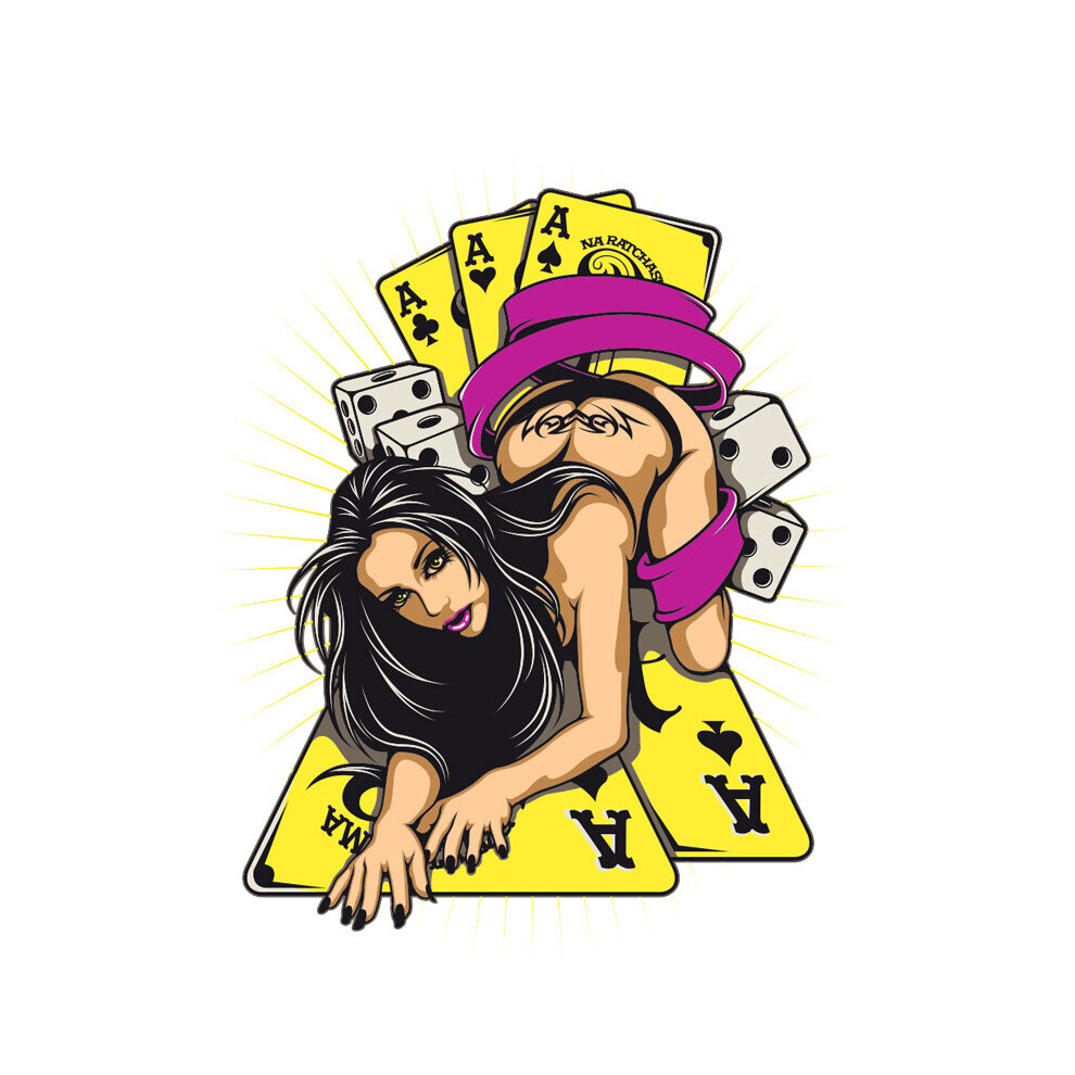 16Cm*12Cm Personality Dice Poker And Sexy Woman Game Decal Pvc Motorcycle Auto Waterproof Sun Protection Decals Car Sticker 5063131209952