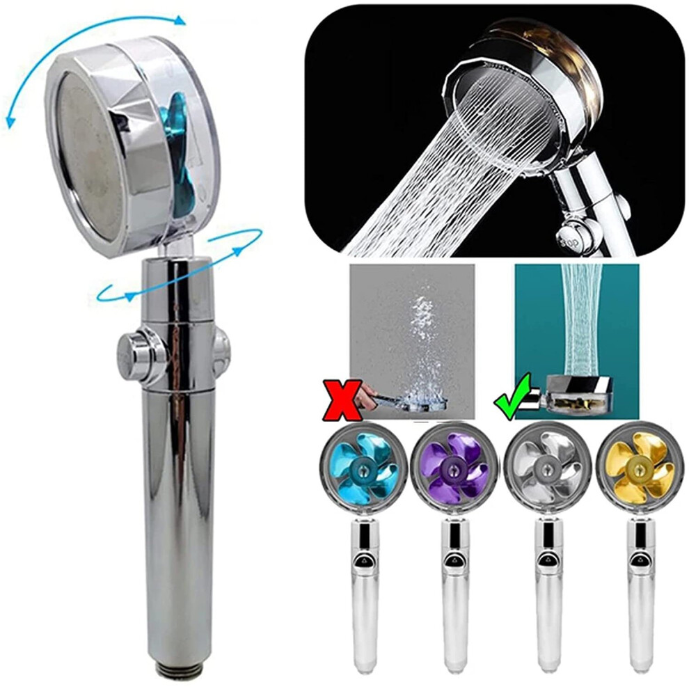 Strong Pressurization Spray Nozzle Water Saving Rainfall 360 Degrees Rotating With Small Fan Washable Hand-Held Shower Head 5063131263282
