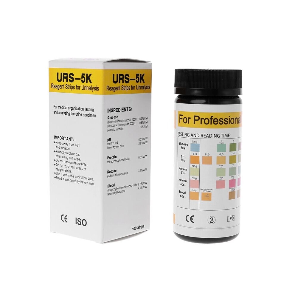Wejoy 100Pcs Urs-2K/ Urs-5K/Urs-1G Glucose Ph Protein Ketone Blood Urine Test Strip Reagent Strip For Urinalysis With Anti-Vc Interfer