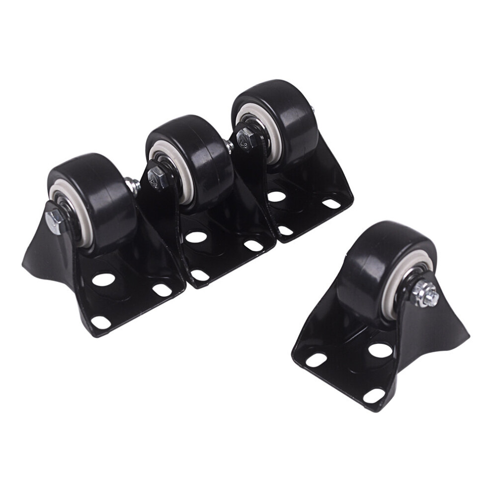 4Pcs 1.5 Inch Dia Heavy Duty 200Kg Black Polyurethane Fixed Castor Wheels Trolley Furniture Caster 5063131266795