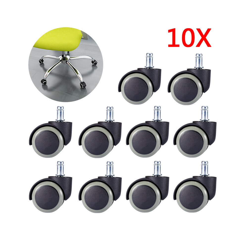 Myhomera 10 Pieces Universal Mute Chair Wheel Caster 2" 50Kg Swivel Castor Furniture Wheels Roller Rubber Screw/Click-In/Embed 5063131266764