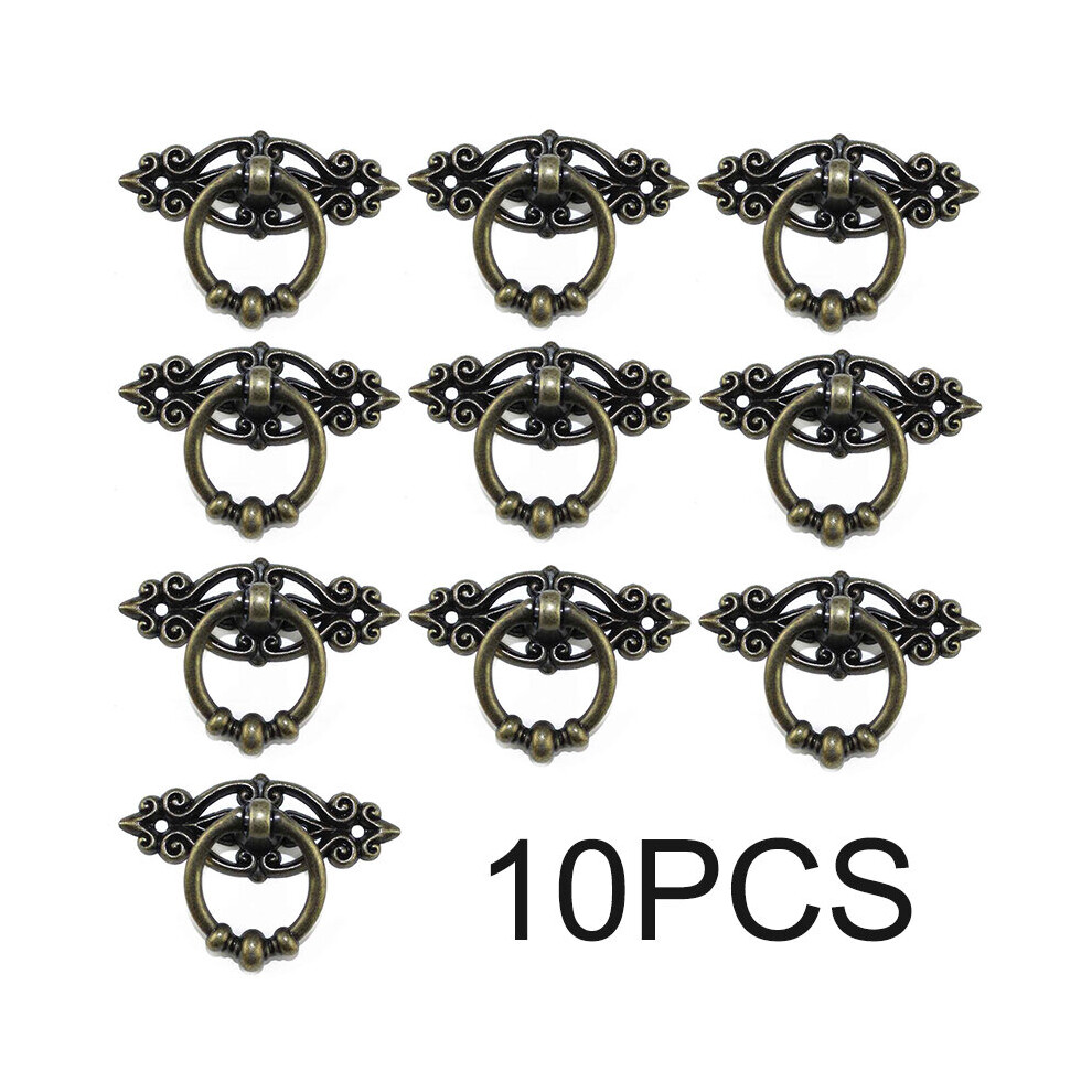 10Pcs Antique Brass Furniture Handles Dresser Cabinet Drawer Pull Knobs New 5063131245554