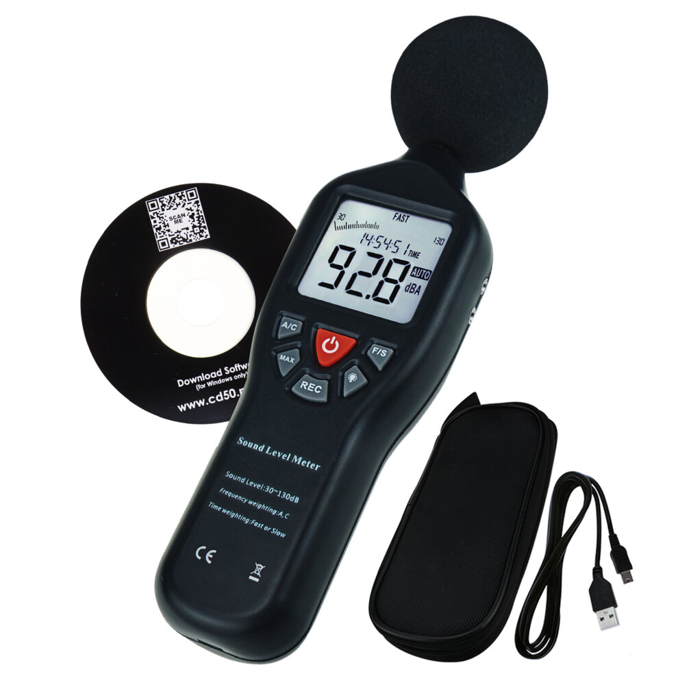 Sound Level Meter With Data Record Function High Accuracy Measuring 30Db-130Db With Backlit Display Compact Professional 5063131270273