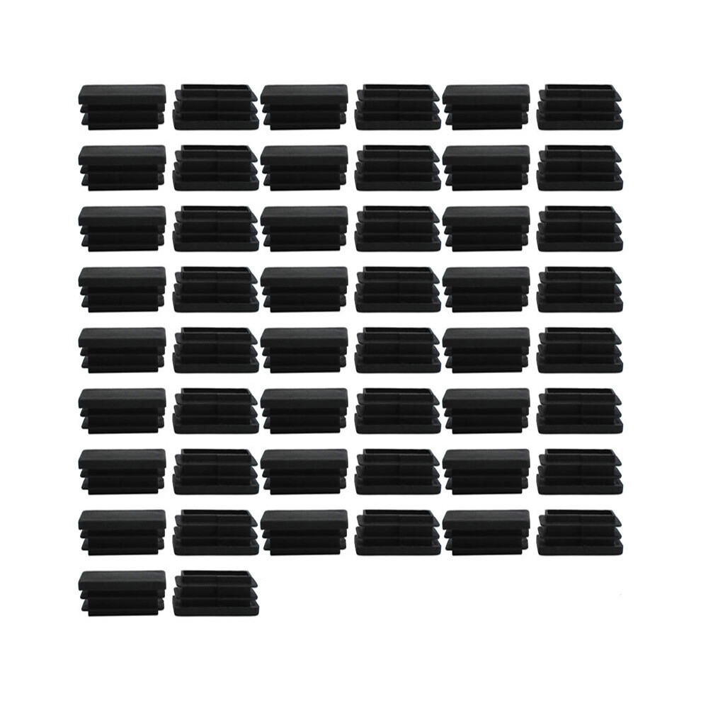 50Pcs Plastic Rectangle Ribbed Tube Inserts End Cover Cap Furniture Glide Chair Desk Table Feet Floor Protector 5063131209938