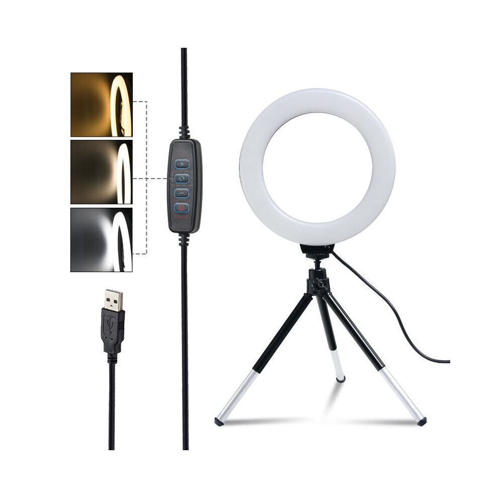 Sh 16Cm 6 Inch Ring With Tripod Stand Usb Charge Selfie Led Lamp Dimmable Photography For Photo Photography Studio Light 5063131984811
