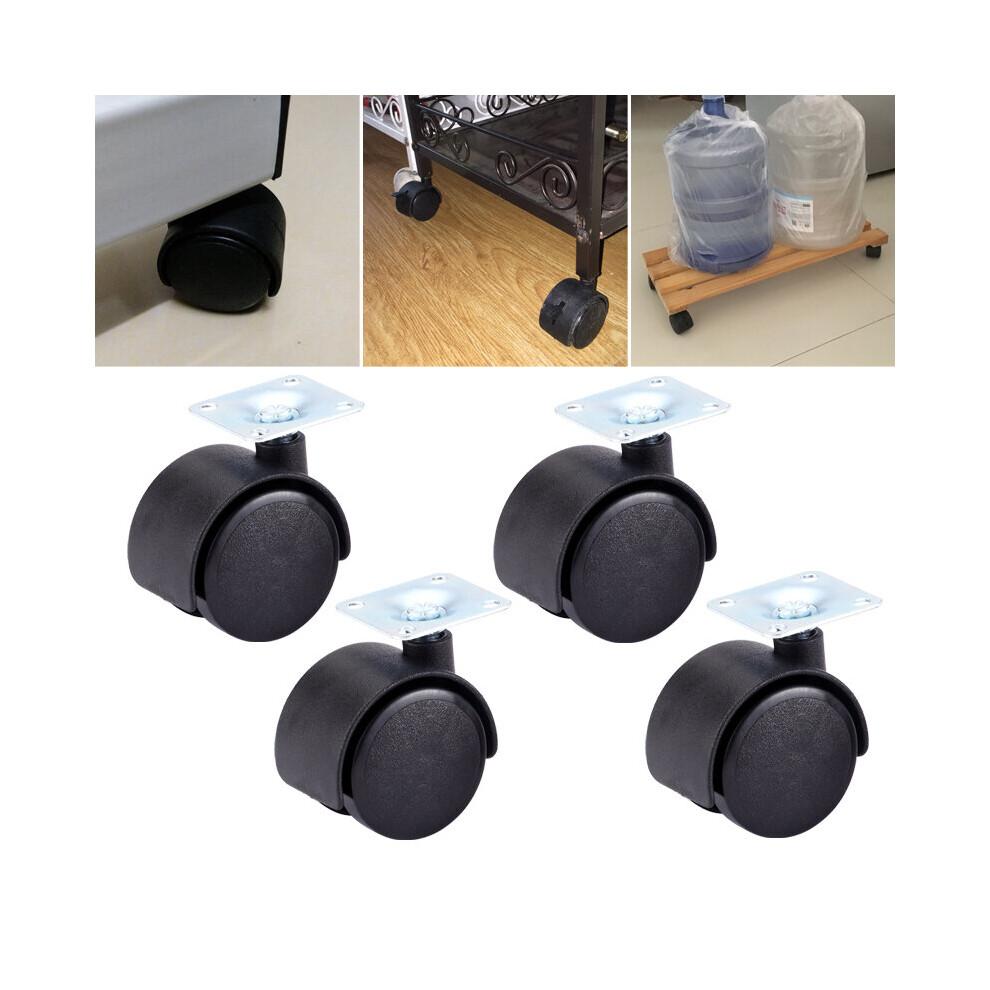 Myhomera 4Pcs Table Wheel 48Mm 40Mm Furniture Caster Plate Without Brake Swivel Castor Wheels Replace Trolley Cart Roller Black 5063131266771