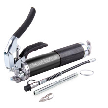 Black Red Blue Heavy Duty 6000PSI Grease Gun Pistol Grip 400cc 14oz Lubrication W/12" Flex Hose and a 5-1/2" Metal Extension
