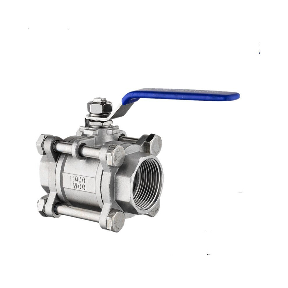 Bspt 1/2" Dn15-Dn100 3 Piece Full Port Ball Valve Thread Type Stainless Steel 304 1000Psi Handle With Blue Vinly Insulation 5063131305609