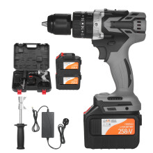 Cordless Drill Driver 200N.m 1/2 Inch Metal Keyless Chuck 20+3 Position Impact Hammer Drill Screwdriver With PlasticTool Box