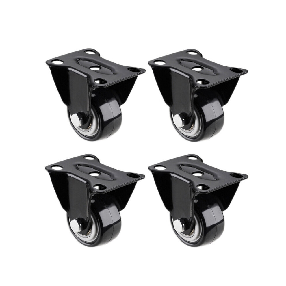 4Pcs 1.6 Inch Dia Heavy Duty 200Kg Black Polyurethane Fixed Castor Wheels Trolley Furniture Caster 5063131266863