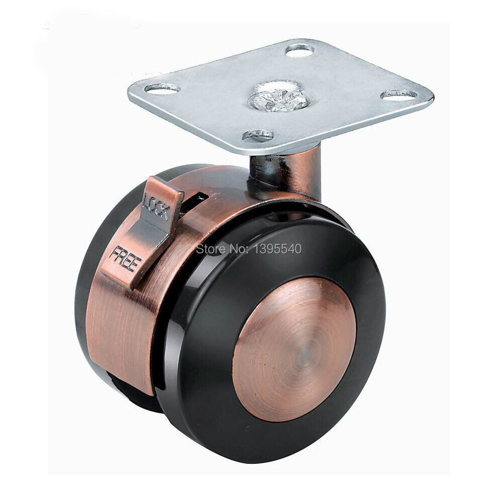 New 2'' Furniture Universal Wheels Computer Desk Chair Swivel Casters Alloy Plate Copper Wheel With Brake Revolving Pulley 5063131266894