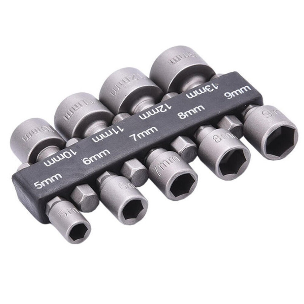 9Pcs Power Nut Driver Hex Shank Drill Bit Adapter Socket Wrench Screw Tool 5Mm-13Mm Magnetic Adapter Shank Screw Drill 5063131283211