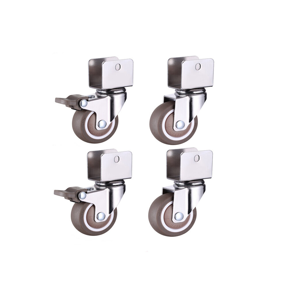 1.5 Furniture Crib Casters Cabinet Clamp With Brake Wheels Soft Rubber Swivel Caster Furniture Hardware Fittings Pack Of 4 5063131266870