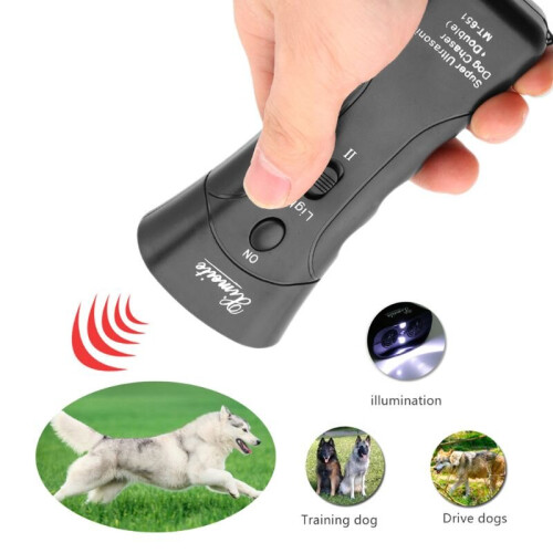 New Ultrasonic Dog Chaser Stop Aggressive Animal Attacks Repeller Flashlight 2